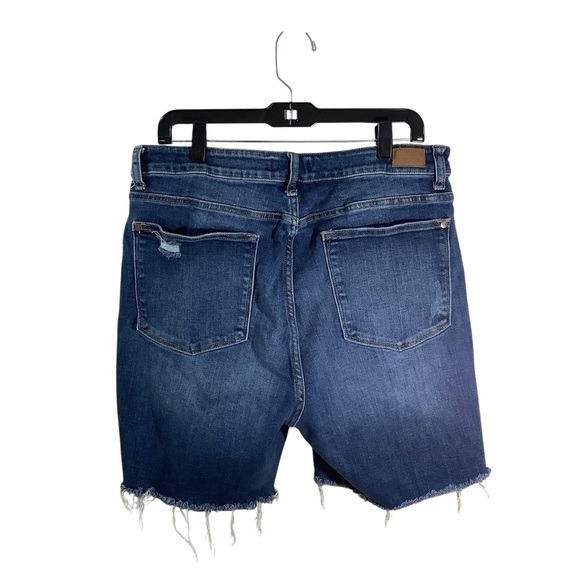 Judy Blue Distressed Blue Bermuda Denim Shorts Stretch - Picture 2 of 5